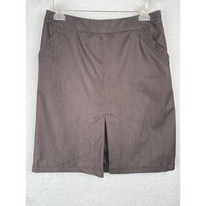Willi Smith Brown Herringbone Pencil Skirt Womens 8 Side Zip Career Knee Length